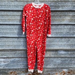 NWOT One Piece Decorative Holiday Tails  Christmas Zip-Up Fleece Pajamas